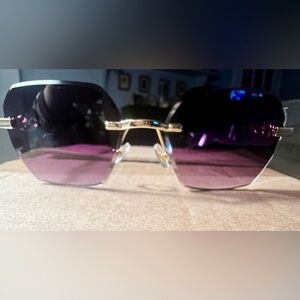 Gold-Accent Purple Gradient Women's Sunglasses